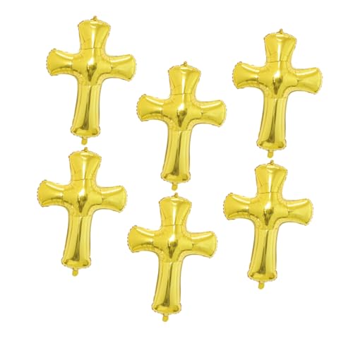 Angoily 6 Stück Kreuzballon Luftballons Bunt Taufe Pastell Kreuz Folienballon Oh Party Taufe Luftballon Inklusive Dusche Für Kommunion Hochzeit Jesus Ballon Aluminiumfolie Golden von Angoily