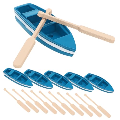 Angoily 6 Stück Mini Boote aus Holz Nautische Deko mit Rudern für Mediterrane Raumgestaltung Tischdekoration für Bootsliebhaber und Sammler von Angoily