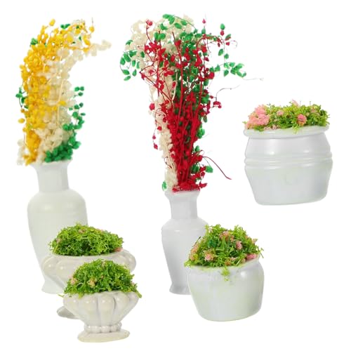 Angoily 6 Stück Miniatur Blumendekoration Teiliges Künstliche Pflanzen für Gartenszenarien Wetterfestes Modell Robustem für Miniatur Landschaften und Tisch Layouts von Angoily