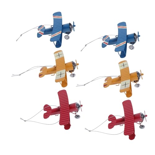 Angoily 6 Stück Retro Flugzeugmodell Wrought Iron Vintage Flugzeug Ornamente für Wohnzimmer Büro Kinderzimmer Dekoration Robust Kompakt Stilvoll von Angoily