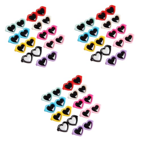 Angoily 60 Stk Zubehör für Handyhüllen Sonnenbrille in Herzform Kuchen Topper kreativität kreativekraft Schmuck Gläser Telefonhüllenmaterial Zubehör runden Schlüsselanhänger runde Brille von Angoily