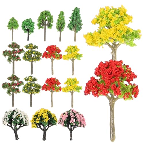 Angoily 60 Stück Teiliges Miniatur Modellbäume Set Höhe Künstliche Pflanzen für Sandtisch Landschaftsbau Leicht Detailreich Farbenfroh für DIY Mikro Landschaften und Heimdekoration von Angoily