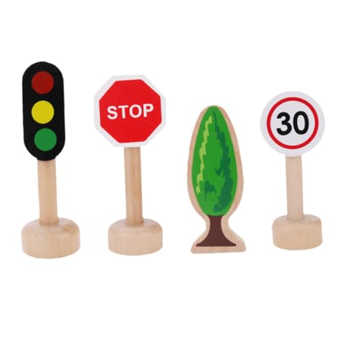 Angoily 8 Stück Teiliges Holzspielzeug Verkehrszeichen Modell Pädagogisch Wertvoll Robust für Kleinkinder zur Spielerischen Verkehrserziehung und Frühkindlichen von Angoily