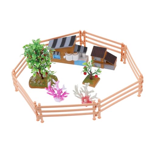 Angoily Farm Model Dekoratives Miniatur Bauernhof aus Langlebigem PVC mit Haus Obstbäumen Buntem Wassergras Teiligem Zaun DIY für Ab Jahren von Angoily