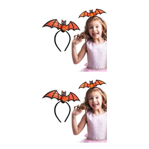 Angoily Fledermaus-Stirnband, Halloween-Kostüm-Zubehör, Schwarz und Orange, 27,7 x 19,5 cm, Kunststoff, Party-Haarband für Damen, 2 Stück Angoily Fledermaus-Stirnband, Halloween-Kostüm-Zubehör, Schwarz und Orange, 27,7 x 19,5 cm, Kunststoff, Party-Haarband für Damen, 2 Stück von Angoily