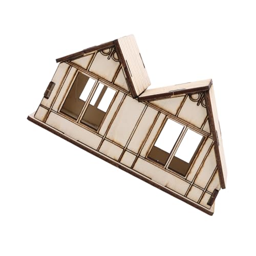 Angoily Hölzerne Unvollendete Haushandwerk Für Kinder DIY Paint House Model DIY Rätsel Kunsthandwerk Für Kinder Kunstparty Dekoration von Angoily
