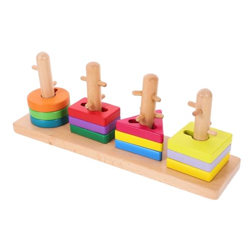Angoily Holz Geometrische Formen Lernspielzeug Set Teiliges Holzbausteine Puzzle Fördert Logisches Feinmotorik Hand Koordination Für Kreatives Bauen Montessori von Angoily
