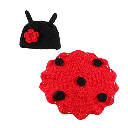 Angoily Ladybug Fotografie Requisiten Set Gestricktes Kostüm mit Mütze Unisex Outfit für Jungen und Mädchen Leichtes Tragbares Fotoshooting Zubehör von Angoily