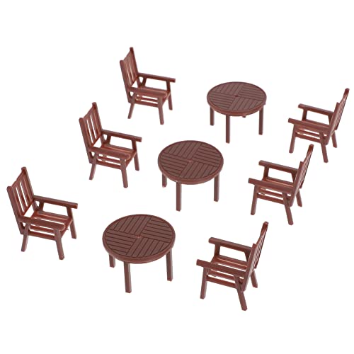 Angoily Miniaturtisch Und Stühle 4 Sets Miniatur-Puppenhausmöbel Im Maßstab 1/50 Minitisch Und Stühle Modell DIY-Puppenhaus Wohnzimmerzubehör von Angoily