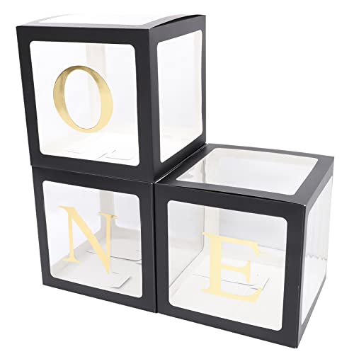 Angoily One Buchstaben Ballonbox für Geburtstag Partydekoration Transparente Geschenkbox mit Goldfarbenem One Buchstaben und Schwarzen Boxen Einfache Montage für Jungen und Mädchen Angoily One Buchstaben Ballonbox für Geburtstag Partydekoration Transparente Geschenkbox mit Goldfarbenem One Buchstaben und Schwarzen Boxen Einfache Montage für Jungen und Mädchen von Angoily