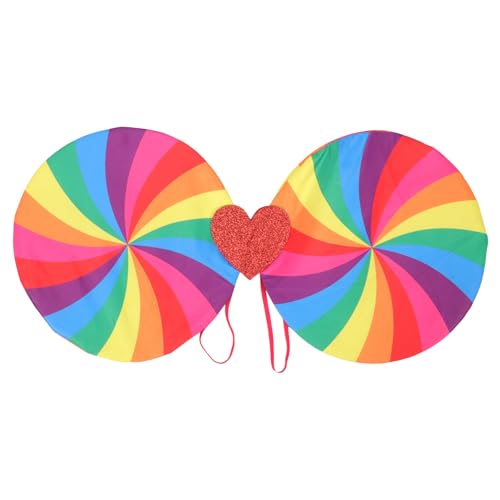 Angoily Rainbow Flügelstab Party Feenflügel Dekorationen Feenflügel für Mädchen Kleinkind Regenbogenflügel Cosplay Regenbogenflügel für Kostüm Flügel Plastik von Angoily