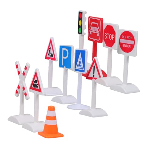 Angoily Realistisches Mini Verkehrszeichen Teilig mit Roten Ampeln und Detaillierten Straßensignalen für Verkehrserziehung und Spielzeuglandschaft von Angoily