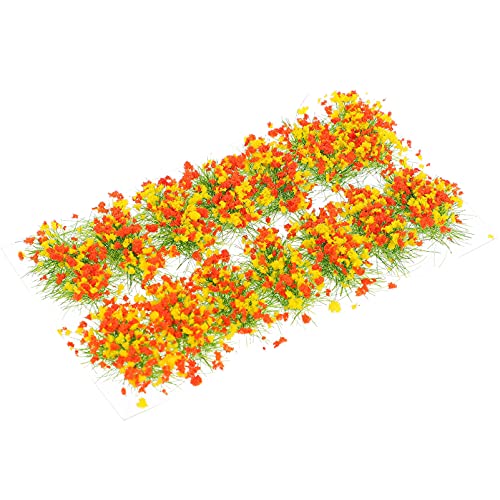 Angoily Simulierte Blume Syllium Landschaftsgras Miniaturen Gras Minis Gras Teppich Grasmatte Miniatur Strauch Streifen Outdoor Moos Miniatur Gras Künstliche Orange Kunststoff Harz von Angoily