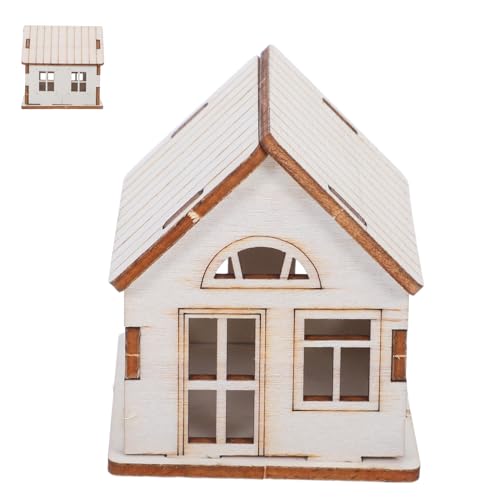 Angoily Unfertiges Holzhaus Bastelset Miniatur Weihnachtskulisse Modell DIY Holzhaus Bausatz für Erwachsene und Holz Weißrohling Puzzle für Weihnachtsdekoration von Angoily