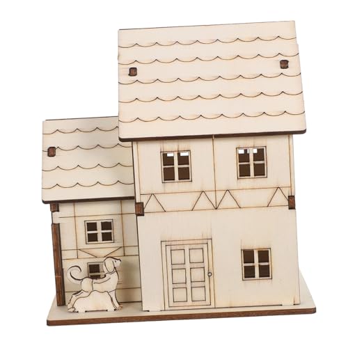 Angoily Unfertiges Holzhaus Bausatz mit Led-licht DIY Miniatur Villa Modell Originelles Holz-Puzzle Fördert Räumliches Denken Inklusive Kleber für Erwachsene und Bastler von Angoily