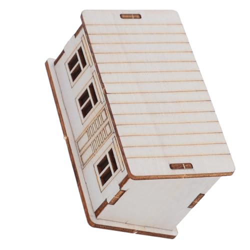 Angoily Unvollendetes DIY Holzhaus Bausatz Kleines Holzhäuschen zum Bemalen Miniaturhaus für Wohn Bürodekoration Rustikaler Charme Geschenkidee von Angoily