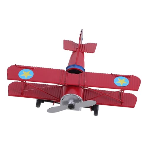 Angoily Vintage Flugzeugmodell Eisen Retro Biplane für Zuhause Einzigartiges Design Realistische Handwerkskunst Nostalgisches für Sammler und Foto Requisiten Rotes Sterne Flugzeug von Angoily