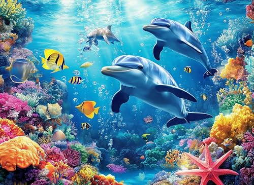 Dolphin & Seaworld 500-teiliges Puzzle für Erwachsene, 500 Teile, 500 Teile, 500 Puzzleteile für Erwachsene und Kinder, 500 Teile für Erwachsene, Lernspielzeug für Herausforderung Dolphin & Seaworld 500-teiliges Puzzle für Erwachsene, 500 Teile, 500 Teile, 500 Puzzleteile für Erwachsene und Kinder, 500 Teile für Erwachsene, Lernspielzeug für Herausforderung von Anguis