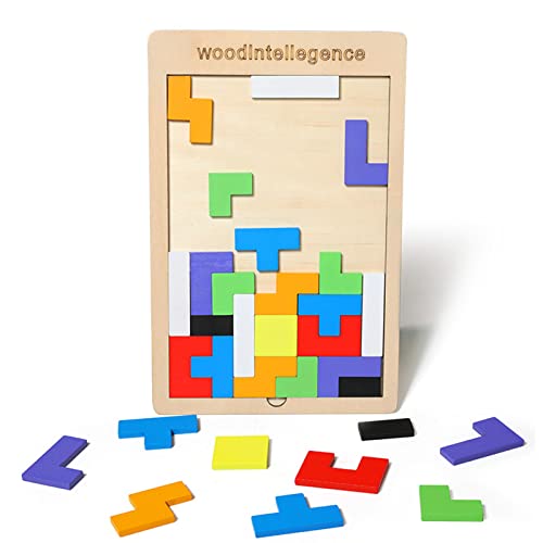 Anguxer Tangram Puzzle, Tetris, holzpuzzle ab 3 Jahre, Montessori Spielzeug, Montessori Bildungsgeschenk für Kinder von Anguxer