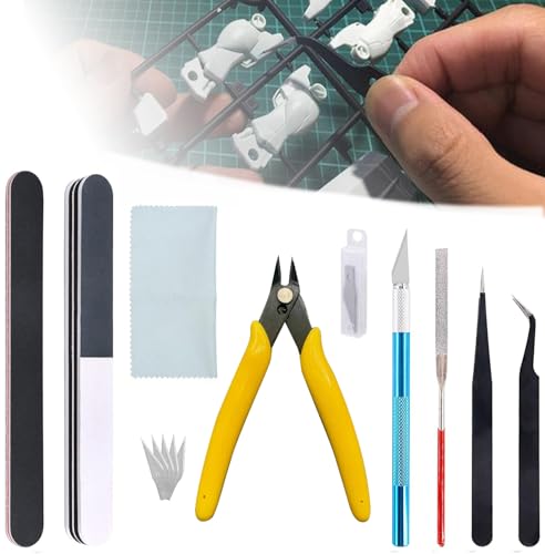 14-teiliges Modellbau-Werkzeug-Set, Hobby-Bauwerkzeug-Set, Gundam-Kunststoff-Modellbausatz, Miniatur-Handarbeitswerkzeug-Set, Modell-Basic-Werkzeuge, Bastelset für Gundam-Auto-Modellbau, Reparatur und von Anhrnala
