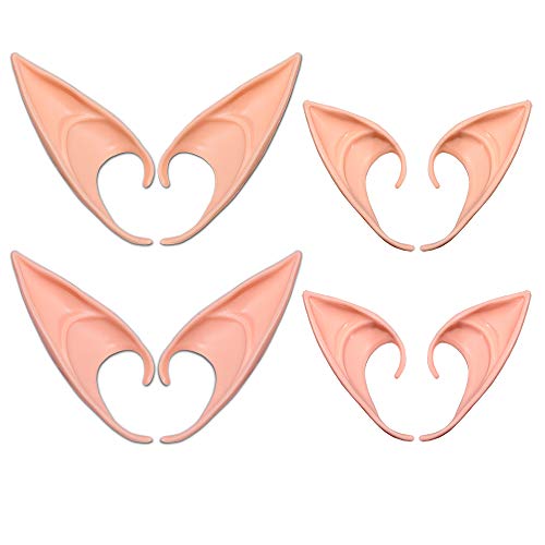 AniSqui Elf Ears Cosplay 12cm & 10cm, (4 Paare Latex Fairy Goblin Ears), Elfen Ohren von AniSqui
