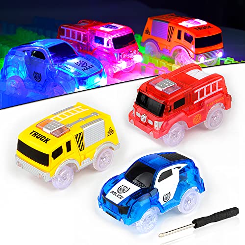 AniSqui Track Cars, 3 Pack Race Cars Autorennbahn Spielzeug Auto, 5 LED Blinklichtern Magic Toys, Childs Geschenke by von AniSqui