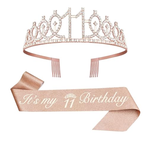 Anicy 11 Geburtstag Mädchen Krone Geburtstag - Schärpe Geburtstag und Geburtstagskrone für Mädchen Geschenke 11 Jahre, Birthday Girl Party Dekorationen Anicy 11 Geburtstag Mädchen Krone Geburtstag - Schärpe Geburtstag und Geburtstagskrone für Mädchen Geschenke 11 Jahre, Birthday Girl Party Dekorationen von Anicy