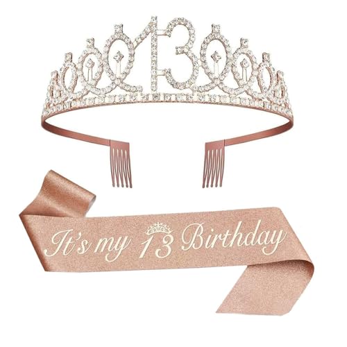 Anicy 13 Geburtstag Mädchen Krone Geburtstag - Schärpe Geburtstag und Geburtstagskrone für Geschenke Mädchen 13 Jahre, Birthday Girl Party Dekorationen Anicy 13 Geburtstag Mädchen Krone Geburtstag - Schärpe Geburtstag und Geburtstagskrone für Geschenke Mädchen 13 Jahre, Birthday Girl Party Dekorationen von Anicy