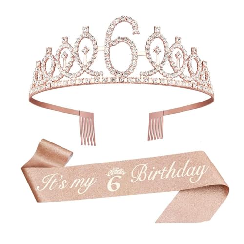 Anicy 6 Geburtstag Mädchen Krone - Schärpe Geburtstag und Geburtstagskrone für Geschenk Mädchen 6 Jahre, Birthday Girl Party Dekorationen Anicy 6 Geburtstag Mädchen Krone - Schärpe Geburtstag und Geburtstagskrone für Geschenk Mädchen 6 Jahre, Birthday Girl Party Dekorationen von Anicy