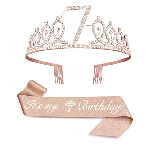 Anicy 7 Geburtstag Mädchen Krone Geburtstag - Schärpe Geburtstag und Geburtstagskrone für Geschenk Mädchen 7 Jahre, Birthday Girl Party Dekorationen Anicy 7 Geburtstag Mädchen Krone Geburtstag - Schärpe Geburtstag und Geburtstagskrone für Geschenk Mädchen 7 Jahre, Birthday Girl Party Dekorationen von Anicy