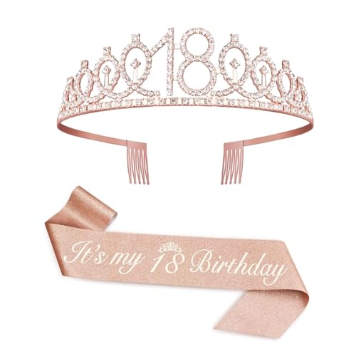 Deko 18. Geburtstag Mädchen Krone - Krone Geburtstag Schärpe Geschenke zum 18 Geburtstag Mädchen für Birthday Girl Party Dekorationen von Anicy