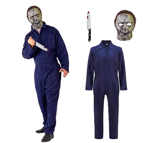 Aniepaa Michael Myers Kostüm, Faschingskostüme Männer Erwachsene, Karneval Kostüm Herren mit Overall Herren und Michael Myers Maske und Michael Myers Messer für Fasching Karneval Cosplay Events (XL) von Aniepaa