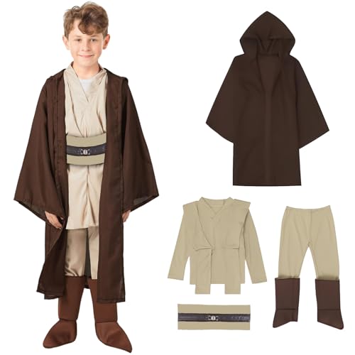 Aniepaa Halloween Kostüm Kinder, Halloween Robe Mittelalter Kleid Umhang Mit Kapuzenmantel Uniformhosen GüRtel, Mittelalter Kostüm Perfekt Halloweens Cosplay Weihnachtsgeschenke von Aniepaa