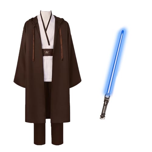 Aniepaa Jedi Kostüm für Herren mit Blau Lightsaber (Braun, M) von Aniepaa