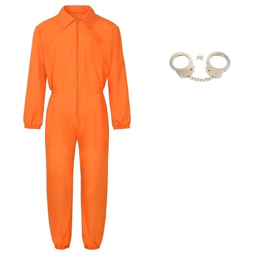 Aniepaa Sträfling Kostüm Herren Prisoner Overall Kostüm für Halloween (Orange, M) von Aniepaa