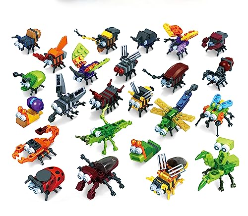 Anila's Baustein-Set, 12 Insektenblöcke, einzeln verpackt Mit 30 verschiedenen Aufklebern von Anila's