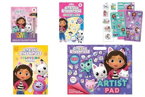 Anila's Gabby's Puppenhaus Activity Set mit Scratch Art Pad, Sticker Fun Booklet, Stickern, Malbuch & Künstlerblock von Anila's