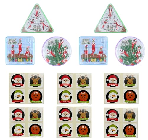 Anila's Mini-Puzzle-Labyrinth mit Stickerbögen, Weihnachtsgeschenk, Weihnachtsstrumpffüller, Preise und Weihnachtsabend-Boxen. 12 Elfin-Puzzle-Labyrinthe, mit Aufkleberbögen von Anila's