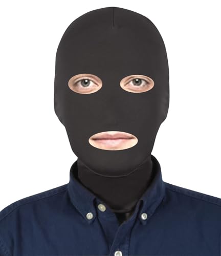 Aniler Herren und Damen Offene Augen und Mund Vollabdeckung Dehnbare Maske Halloween Teil Cosplay Zentai Maske (Schwarz, Einheitsgröße) von Aniler