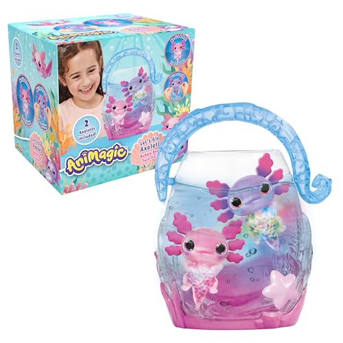Animagic - Let's Glo Axolotl Bubble Reef Pack :1 Interaktives Aquarium + 2 Axolotl (Rosa & Lila), Elektronische & leuchtende Freunde, Sensorisches Spielzeug für Kinder ab 4 Jahren von Animagic