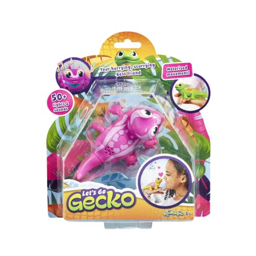 Animagic Let's Go Gecko (Rosa), Gecko Spielzeug ab 3 Jahre, Eidechse Roboter Interaktives Kuscheltier. Kinderspielzeug von Animagic