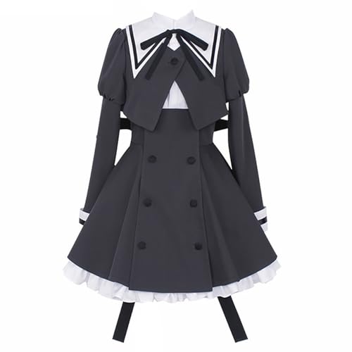 Animationart Hitotsuyanagi Riri Cosplay Kleider Assault Lily Bouquet Kostüm Damen Schuluniform (Schwarz, Maßanfertigung) von Animationart