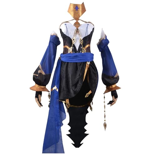 Animationart Layla Cosplay Kostüm Spiel Genshin Impact Cosplay Kleid Outfits Uniform Full Set für Frauen (Schwarz, XXX-Large) von Animationart