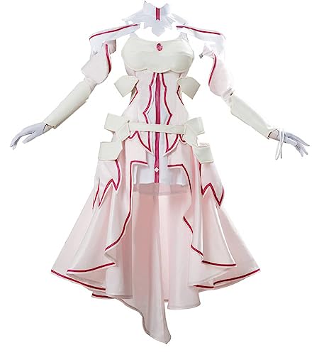 Sword Art Online SAO Alicization Yuuki Asuna Cosplay Kostüm Halloween Uniform Outfit Damen (Rosa, Medium) von Animationart
