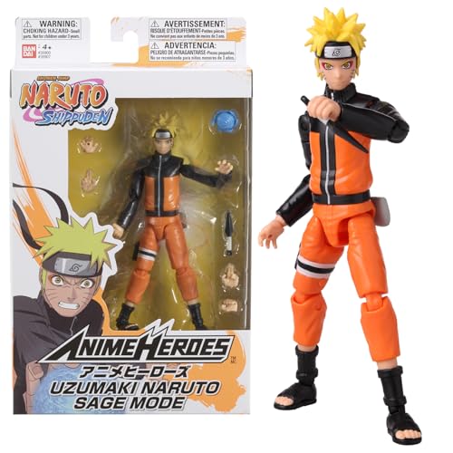 Bandai - Anime Heroes - Naruto Uzumaki im Eremiten-Modus (Sage Mode) - Offizielle Lizenz Naruto Shippuden - Gelenkige Naruto-Figur 17 cm - Manga Actionfigur - Spielzeug für Kinder ab 4 Jahren - 36907 von BANDAI
