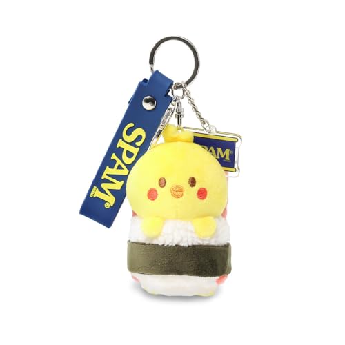 Anirollz Chickiroll SPAM® Musubi Plush Charm - Niedlicher Mini-Plüsch-Schlüsselanhänger mit SPAM® Dosenanhänger & Karabinerverschluss von Anirollz