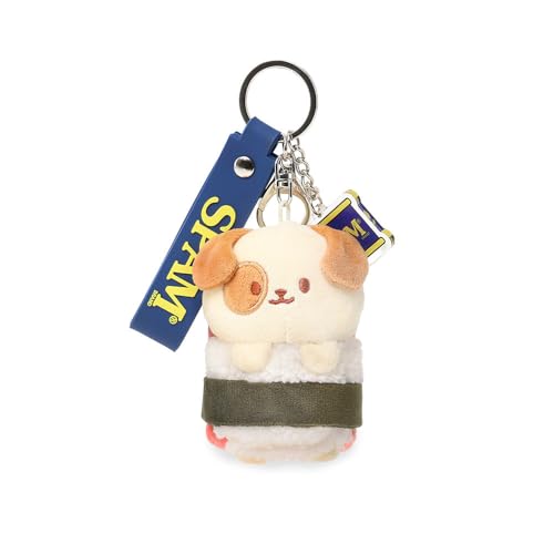 Anirollz Puppiroll SPAM® Musubi Plüsch Charm - Niedlicher Mini Plüsch Schlüsselanhänger mit SPAM® Dosenanhänger & Karabinerverschluss von Anirollz