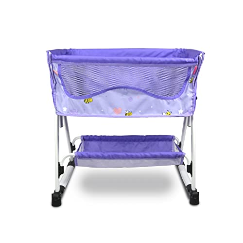 ANIVIA Puppenbettmöbel 2 Funktionen, Puppenbett und Puppenschaukel zusammen mit Stoffbezug für 18 '' Puppe – Violett von ANIVIA