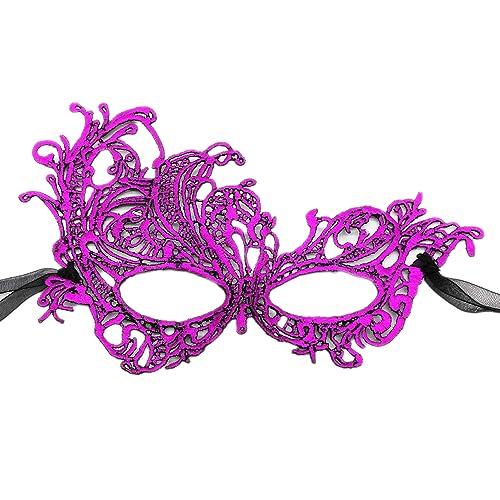 Aniyan Maskerade Maske Damen Herren, Venezianische Maske aus Spitze, Dicke Augenmaske mit Doppelsatinbändern für Karneval Halloween Weihnachten Party (Lila) von Aniyan