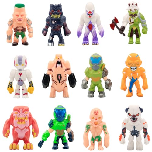 12PCS/Set DoomSlayer Action Figuren DoomSlayer Devil Statue Anime Peripherie Mini Figuren PVC Cartoon Charaktere Modell Tortendekoration Geschenk von Anjinguang